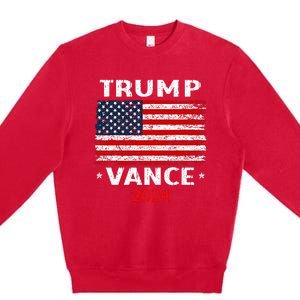 America Flag Trump Vance 2024 Vp Vice President Premium Crewneck Sweatshirt