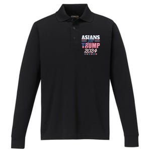 Asians For Trump Pro Trump 2024 Election Trump Supporter Performance Long Sleeve Polo