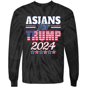 Asians For Trump Pro Trump 2024 Election Trump Supporter Tie-Dye Long Sleeve Shirt