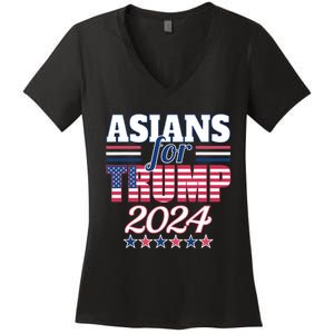 Asians For Trump Pro Trump 2024 Election Trump Supporter Women's V-Neck T-Shirt