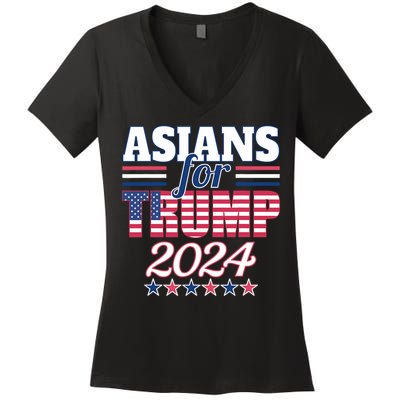 Asians For Trump Pro Trump 2024 Election Trump Supporter Women's V-Neck T-Shirt