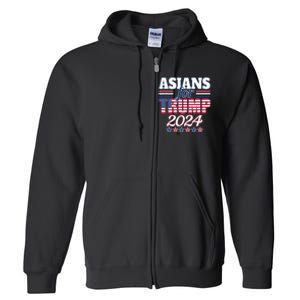 Asians For Trump Pro Trump 2024 Election Trump Supporter Full Zip Hoodie