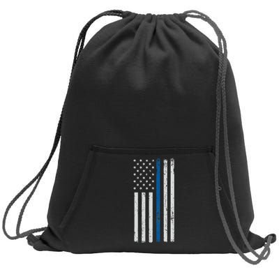 American Flag Thin Blue Line Police Support Lives Matter US Sweatshirt Cinch Pack Bag