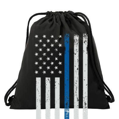 American Flag Thin Blue Line Police Support Lives Matter US Drawstring Bag