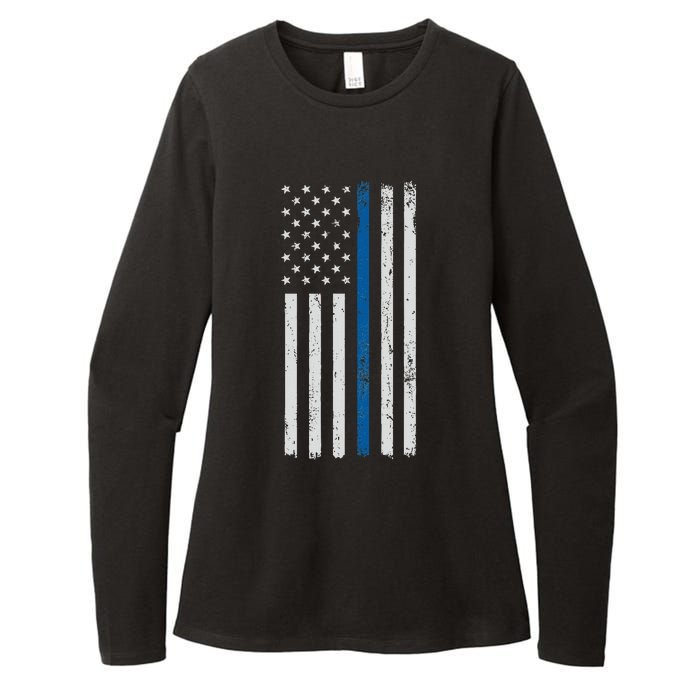 American Flag Thin Blue Line Police Support Lives Matter US Womens CVC Long Sleeve Shirt