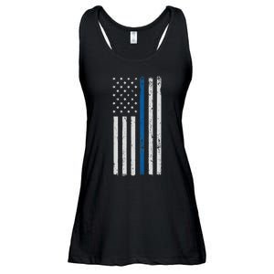 American Flag Thin Blue Line Police Support Lives Matter US Ladies Essential Flowy Tank