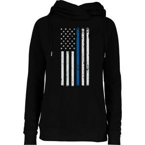 American Flag Thin Blue Line Police Support Lives Matter US Womens Funnel Neck Pullover Hood