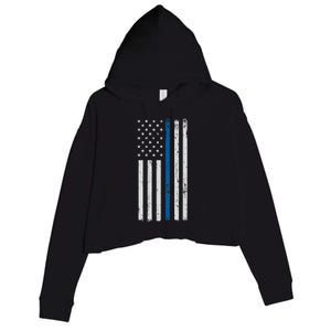 American Flag Thin Blue Line Police Support Lives Matter US Crop Fleece Hoodie