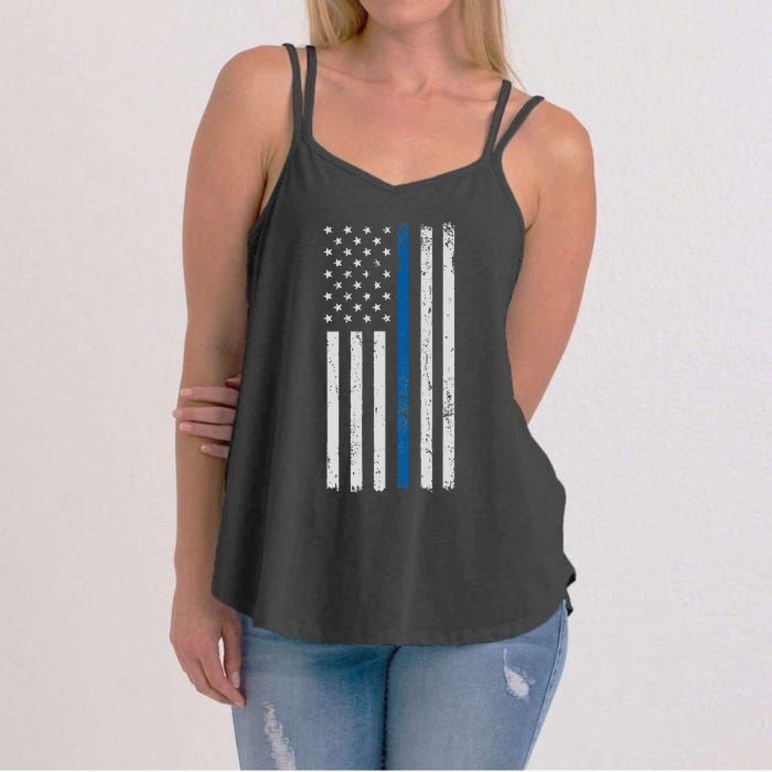 American Flag Thin Blue Line Police Support Lives Matter US Women's Strappy Tank