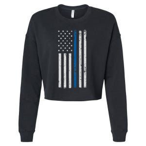 American Flag Thin Blue Line Police Support Lives Matter US Cropped Pullover Crew