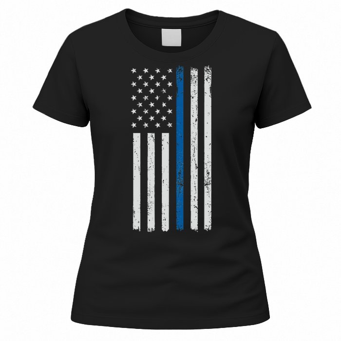 American Flag Thin Blue Line Police Support Lives Matter US Women's T-Shirt