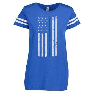 American Flag Thin Blue Line Police Support Lives Matter US Enza Ladies Jersey Football T-Shirt