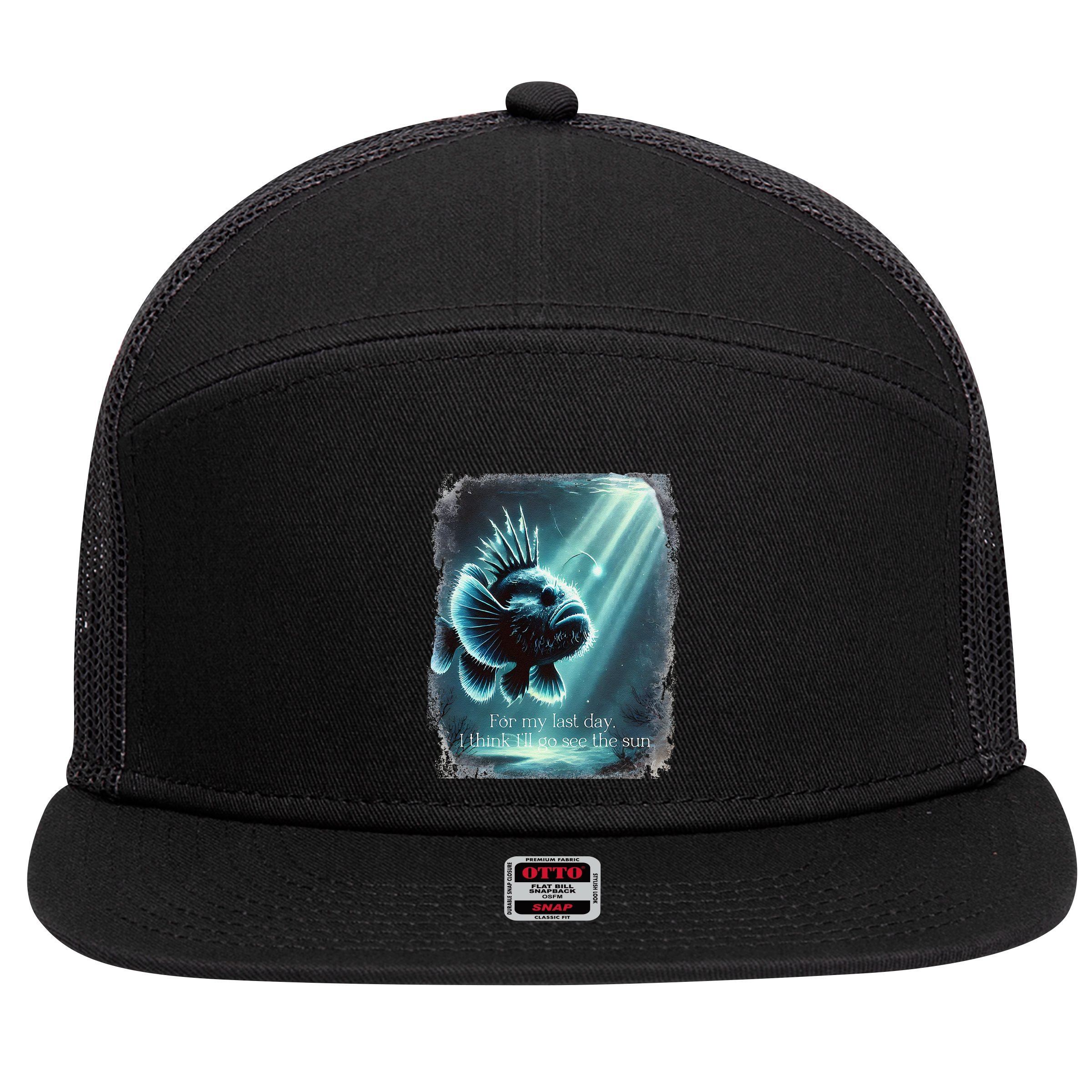 Anglerfish Found The Light Angler Fish .Png 7 Panel Mesh Trucker Snapback Hat