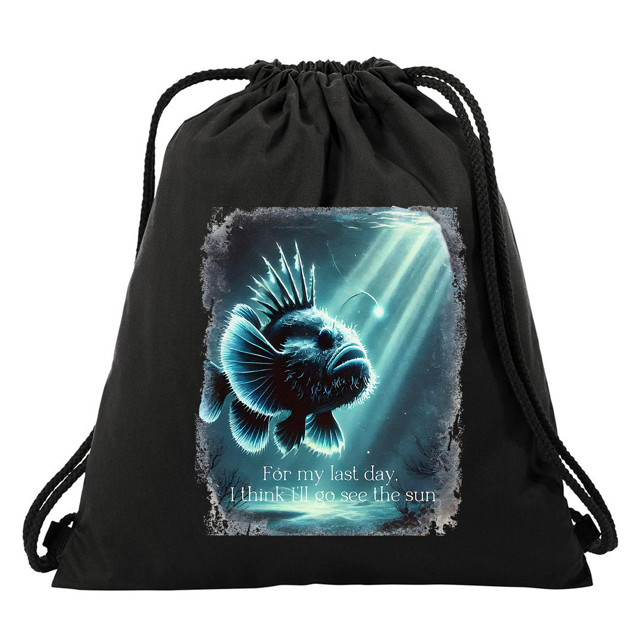 Anglerfish Found The Light Angler Fish .Png Drawstring Bag