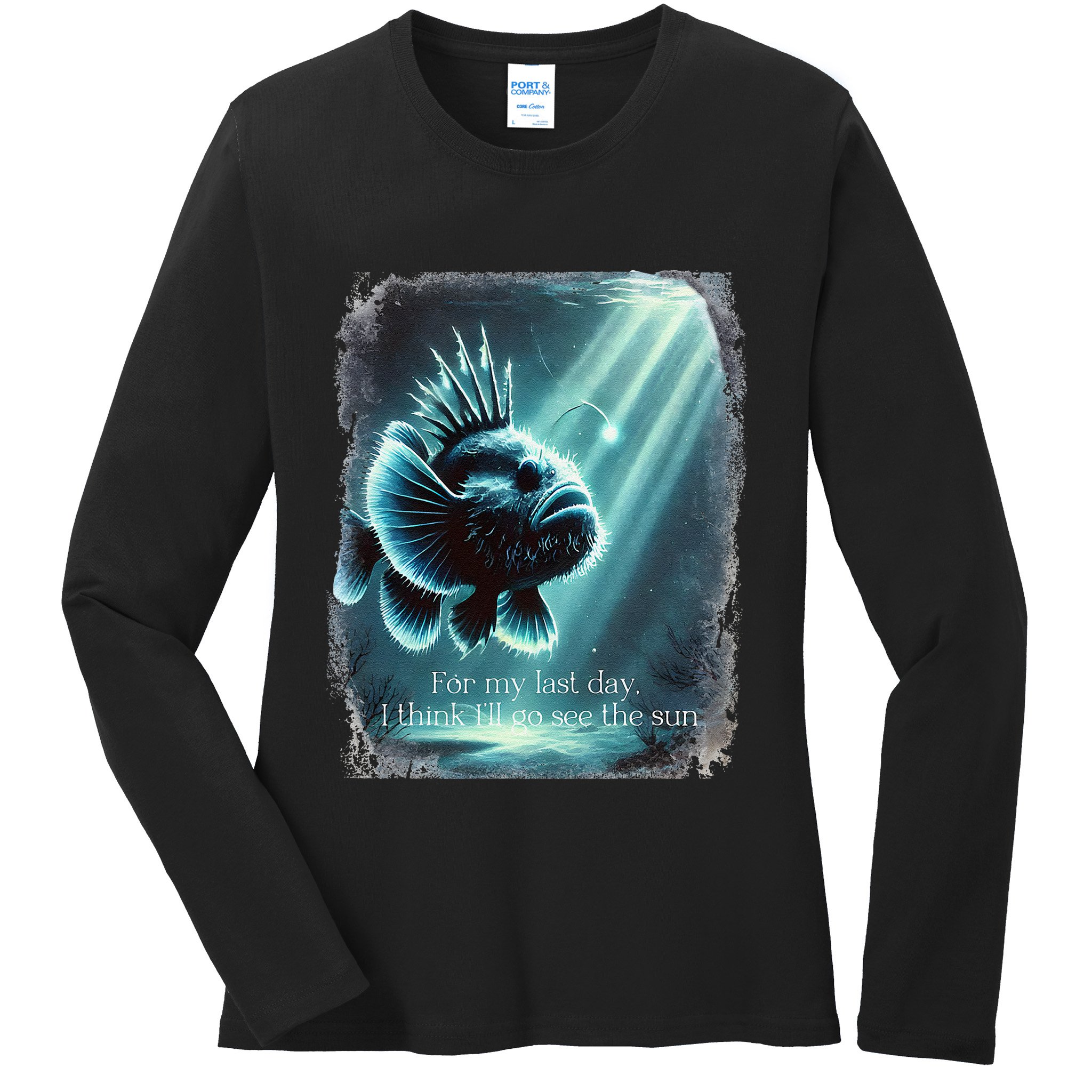 Anglerfish Found The Light Angler Fish .Png Ladies Long Sleeve Shirt