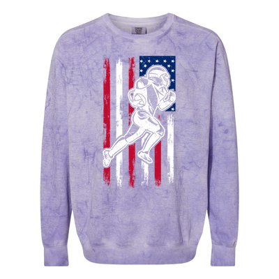 American Football Team Gift Us American Flag Football Great Gift Colorblast Crewneck Sweatshirt