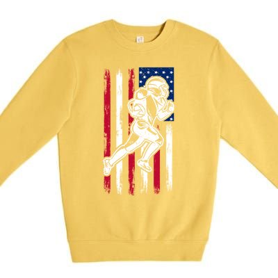 American Football Team Gift Us American Flag Football Great Gift Premium Crewneck Sweatshirt