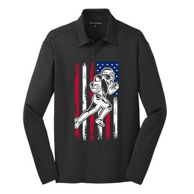 American Football Team Gift Us American Flag Football Great Gift Silk Touch Performance Long Sleeve Polo