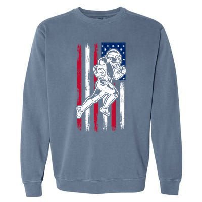 American Football Team Gift Us American Flag Football Great Gift Garment-Dyed Sweatshirt