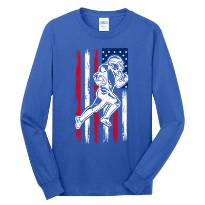 American Football Team Gift Us American Flag Football Great Gift Tall Long Sleeve T-Shirt