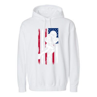 American Football Team Gift Us American Flag Football Great Gift Garment-Dyed Fleece Hoodie