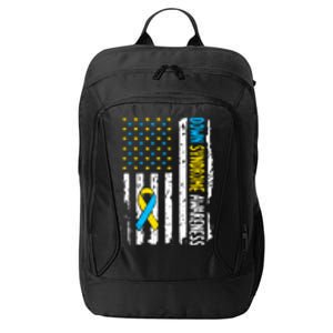 American Flag T21 Down Syndrome Gift Down Syndrome Awareness City Backpack