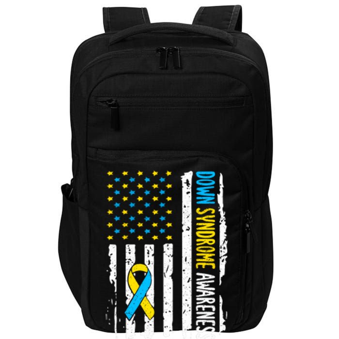 American Flag T21 Down Syndrome Gift Down Syndrome Awareness Impact Tech Backpack