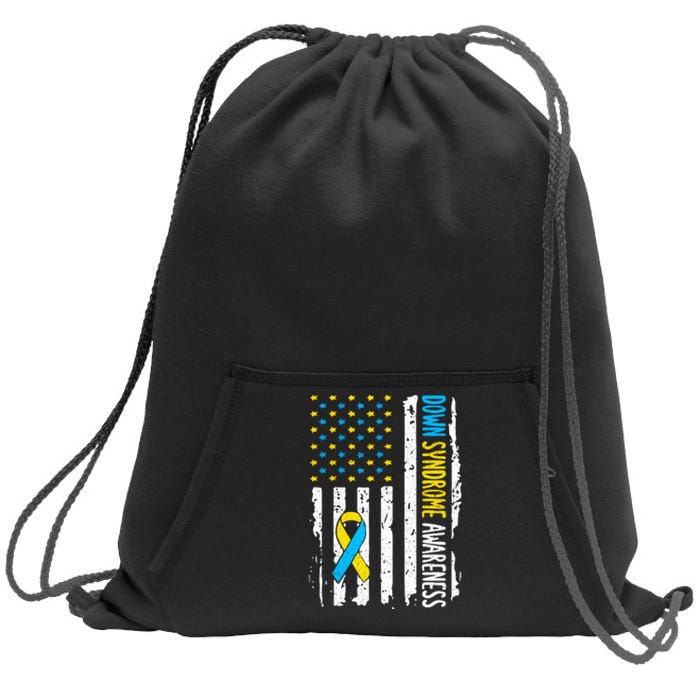 American Flag T21 Down Syndrome Gift Down Syndrome Awareness Sweatshirt Cinch Pack Bag