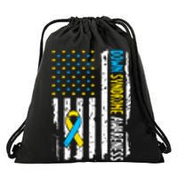 American Flag T21 Down Syndrome Gift Down Syndrome Awareness Drawstring Bag