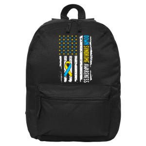 American Flag T21 Down Syndrome Gift Down Syndrome Awareness 16 in Basic Backpack