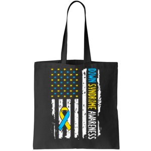 American Flag T21 Down Syndrome Gift Down Syndrome Awareness Tote Bag