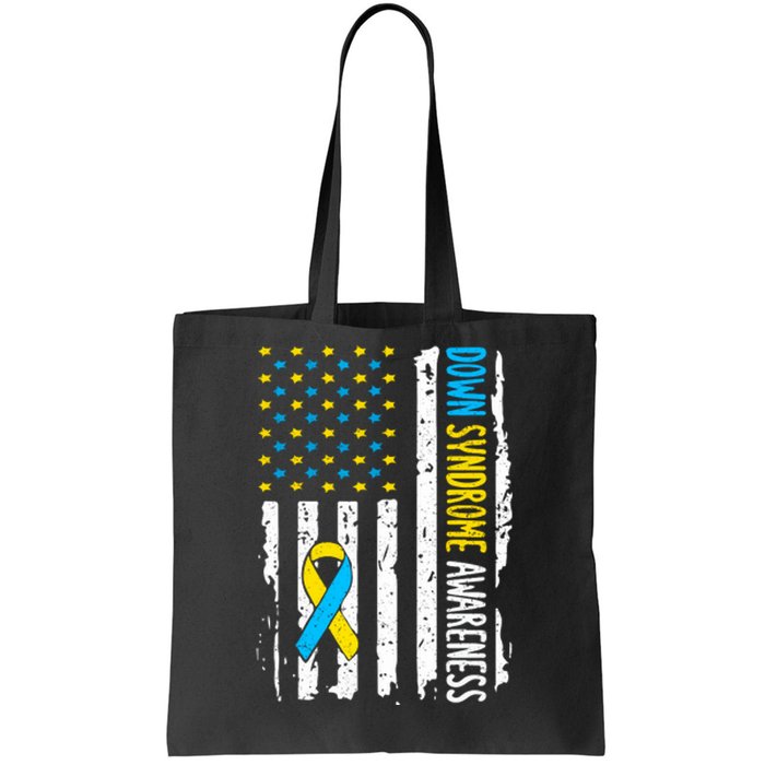 American Flag T21 Down Syndrome Gift Down Syndrome Awareness Tote Bag