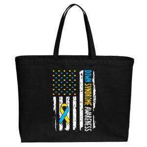 American Flag T21 Down Syndrome Gift Down Syndrome Awareness Cotton Canvas Jumbo Tote