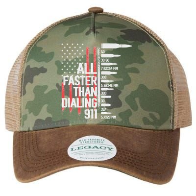 All Faster Than Dialing 911 American Flag Funny Gun Owner Legacy Tie Dye Trucker Hat