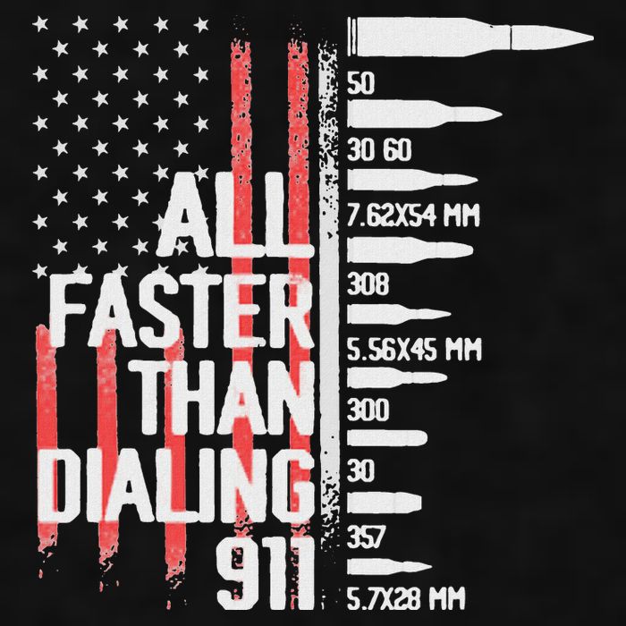 All Faster Than Dialing 911 American Flag Funny Gun Owner Ladies PosiCharge Tri-Blend Wicking Tank