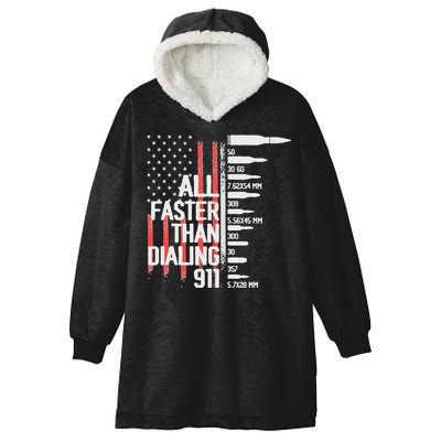 All Faster Than Dialing 911 American Flag Funny Gun Owner Hooded Wearable Blanket
