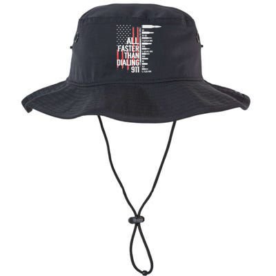 All Faster Than Dialing 911 American Flag Funny Gun Owner Bucket Hat