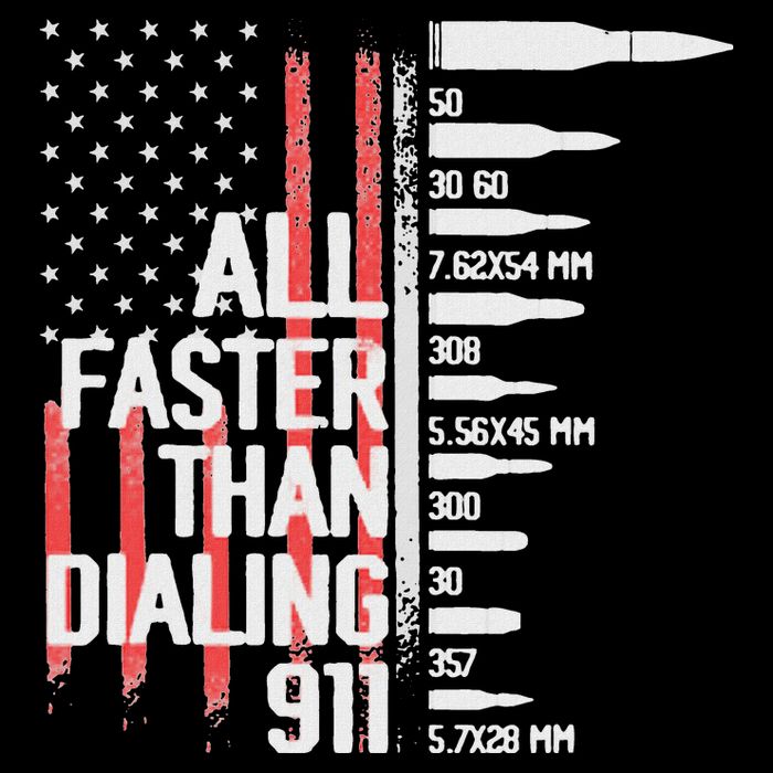 All Faster Than Dialing 911 American Flag Funny Gun Owner 16 in Basic Backpack