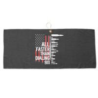 All Faster Than Dialing 911 American Flag Funny Gun Owner Large Microfiber Waffle Golf Towel