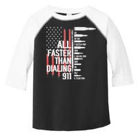 All Faster Than Dialing 911 American Flag Funny Gun Owner Toddler Fine Jersey T-Shirt