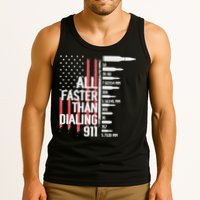All Faster Than Dialing 911 American Flag Funny Gun Owner Tank Top