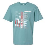 All Faster Than Dialing 911 American Flag Funny Gun Owner Sueded Cloud Jersey T-Shirt