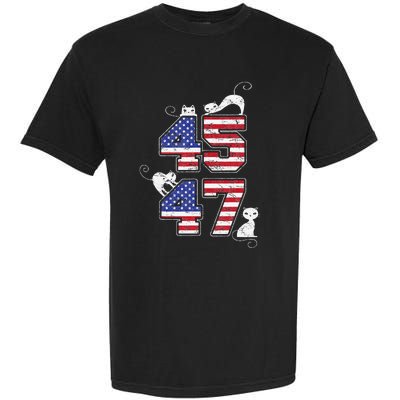 American Flag Trump 45 47 Cats Trump 2024 Garment-Dyed Heavyweight T-Shirt