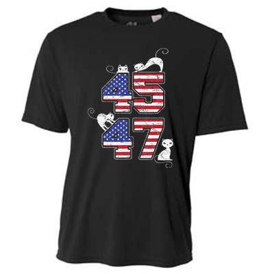 American Flag Trump 45 47 Cats Trump 2024 Cooling Performance Crew T-Shirt