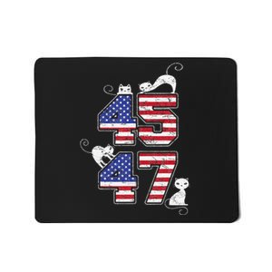 American Flag Trump 45 47 Cats Trump 2024 Mousepad