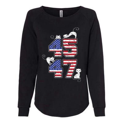 American Flag Trump 45 47 Cats Trump 2024 Womens California Wash Sweatshirt