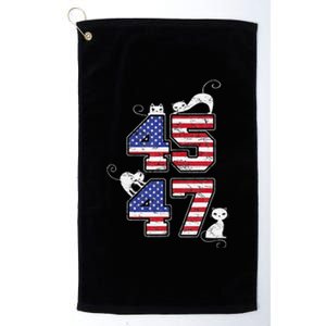 American Flag Trump 45 47 Cats Trump 2024 Platinum Collection Golf Towel