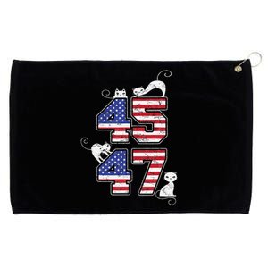 American Flag Trump 45 47 Cats Trump 2024 Grommeted Golf Towel