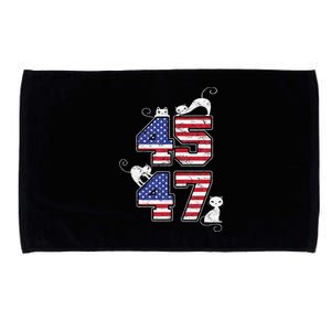 American Flag Trump 45 47 Cats Trump 2024 Microfiber Hand Towel