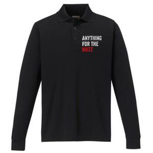 Anything For The Huzz Viral Funny Meme Brainrot Trendy Performance Long Sleeve Polo